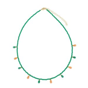 Collar Plata y Piedra Natural  Drop of Sea Calcedonia Verde