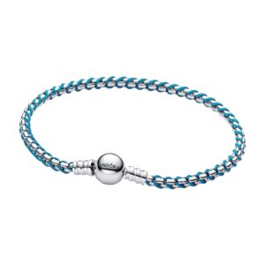 Pulsera Cadena Caja Cordón Azul Plata de Ley 593816C01