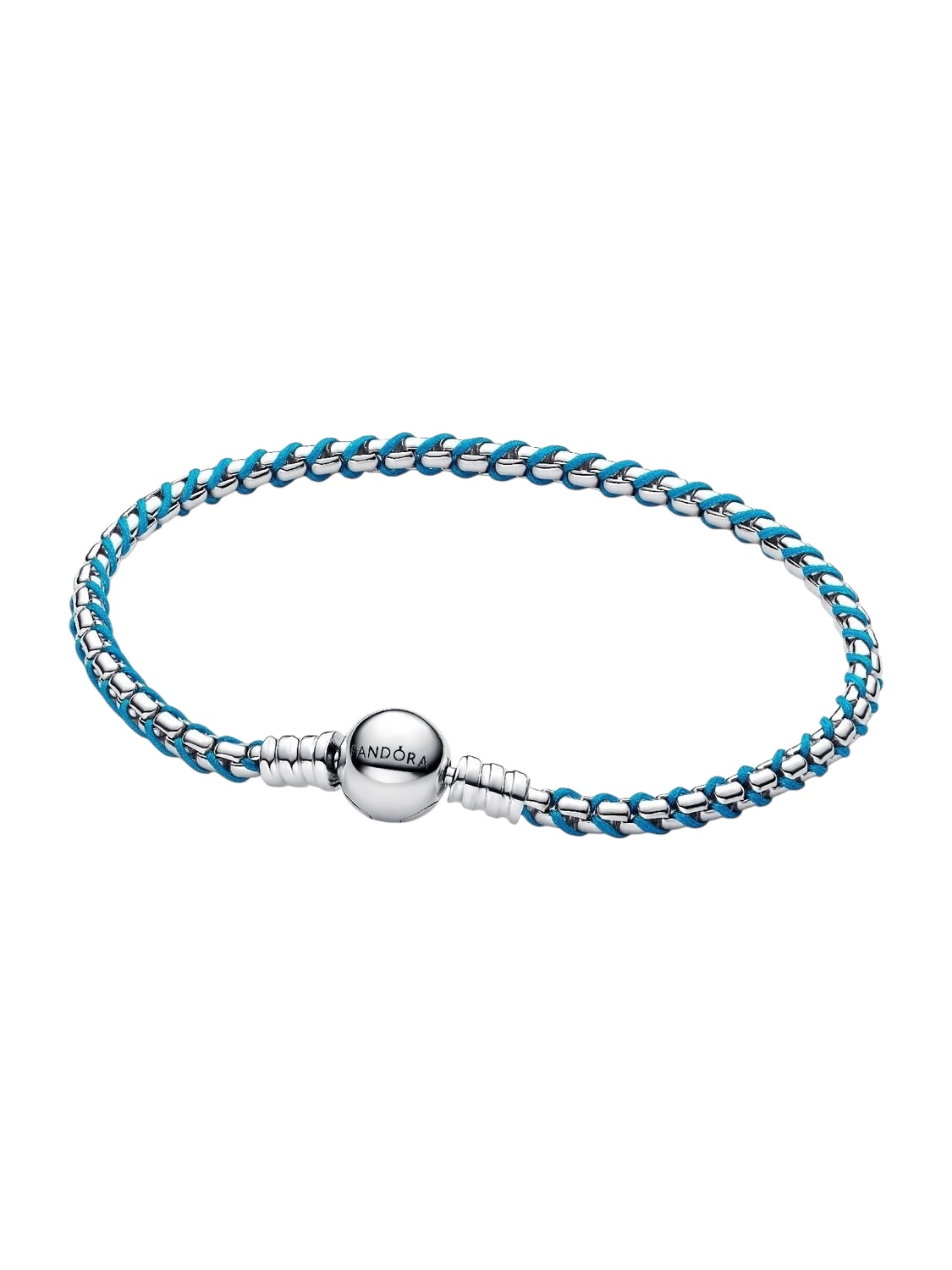 Pulsera Cadena Caja Cordón Azul Plata de Ley 593816C01