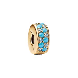 Charm Clip Azul Agua Recubrimiento en Oro de 14k 763902C01