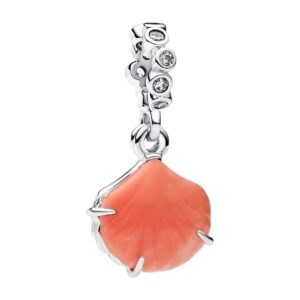 Charm Colgante Doble Concha Color Coral Plata de primera ley 793821C01