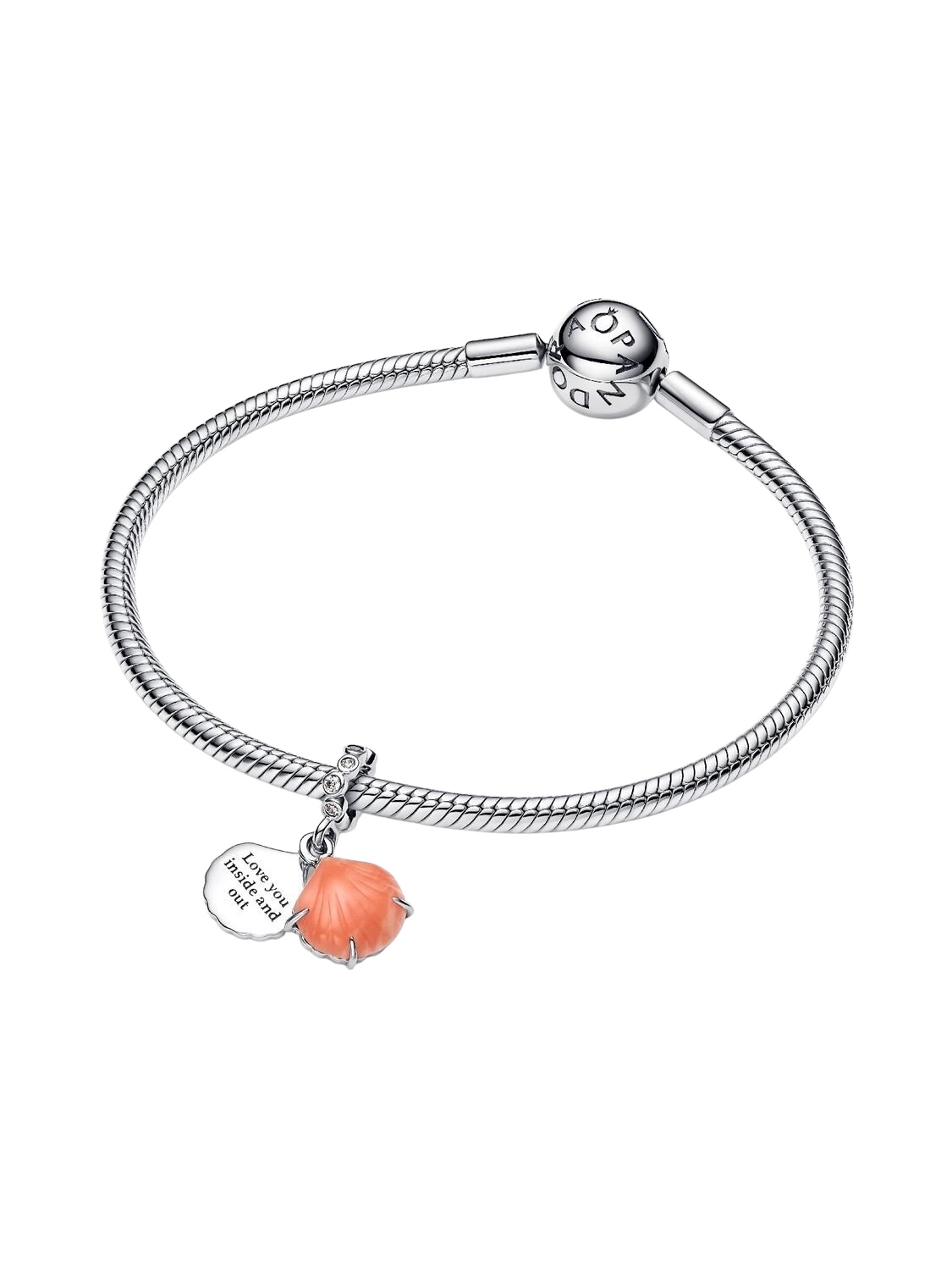 Charm Colgante Doble Concha Color Coral Plata de primera ley 793821C01 - Imagen 2