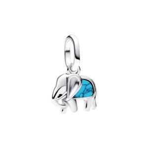 Charm Mini Colgante Elefante Azul Turquesa Plata de Ley 793858C01