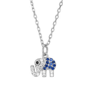Collar Plata Elefante Azul