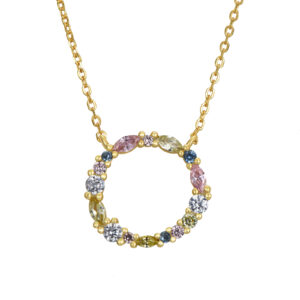 Collar plata Aro Circonitas Multicolor Gold