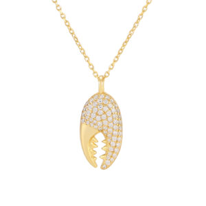 Collar Plata Baño de oro Pinza Marina Circonitas