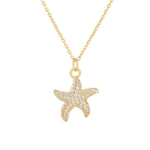 Collar Plata Baño de oro Estrella de Mar Circonitas