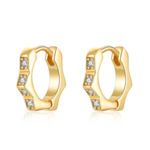 Pendientes Aro Plata Dorada Estrella Circonitas