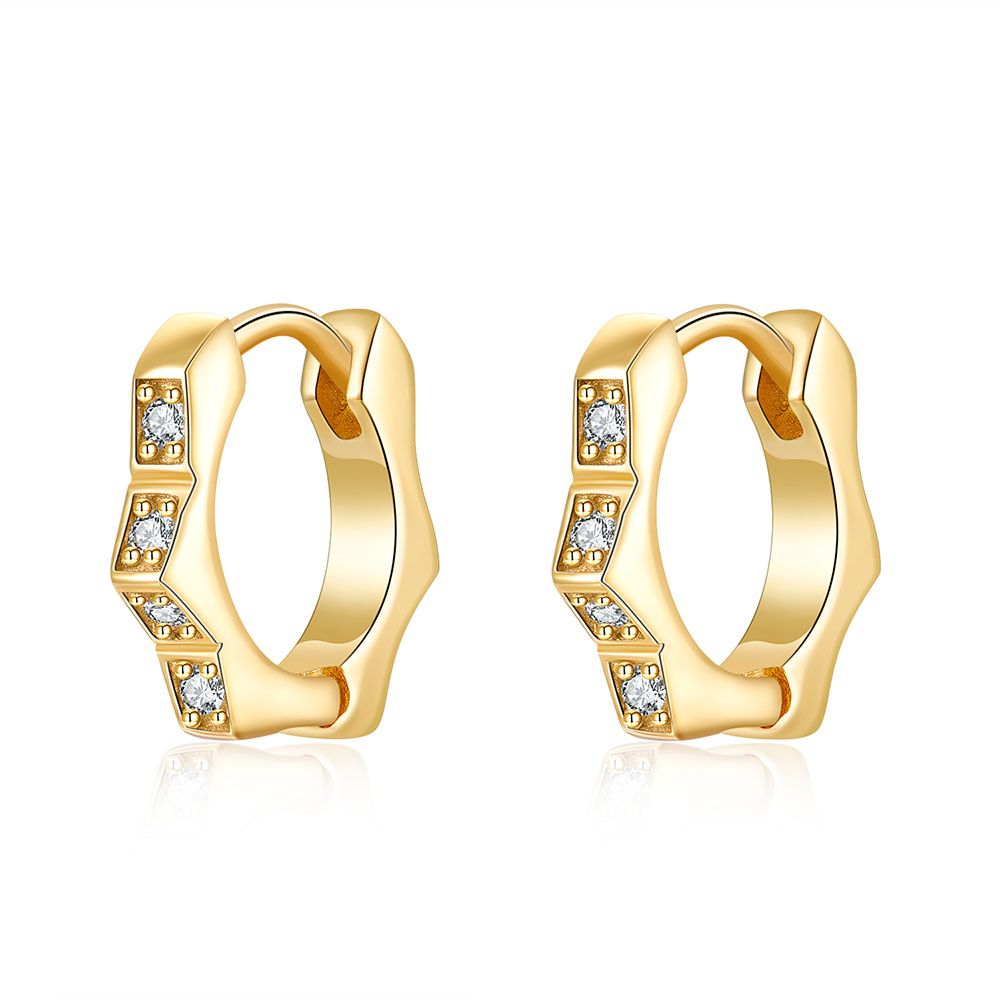 Pendientes Aro Plata Dorada Estrella Circonitas