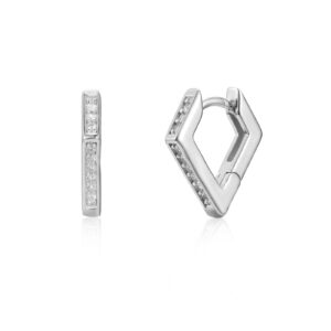Pendientes Aro Plata Rombo Circonitas