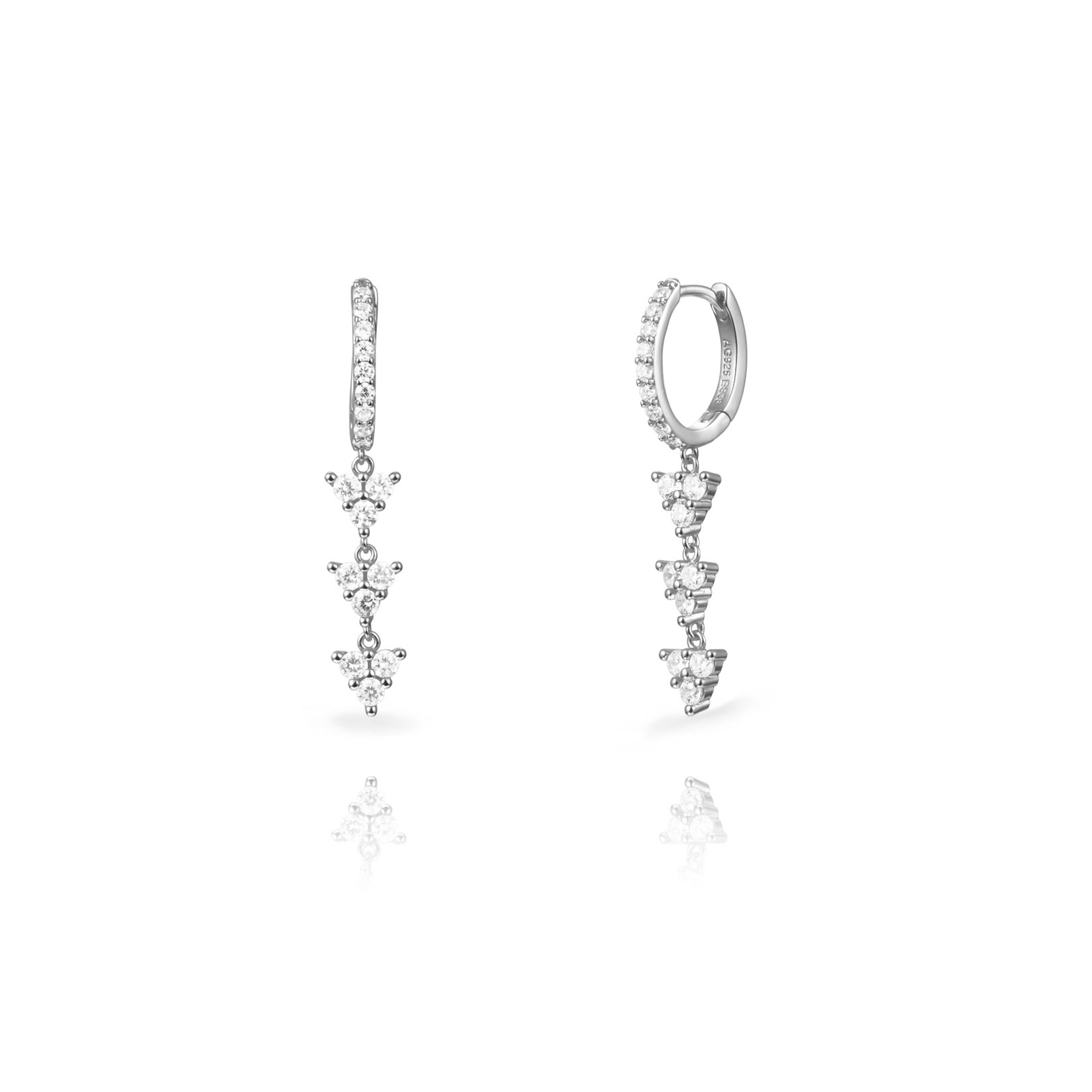 Pendientes Plata Aro y Triángulos Circonitas