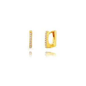 Pendientes Plata Dorada Aro Cuadrado Circonitas