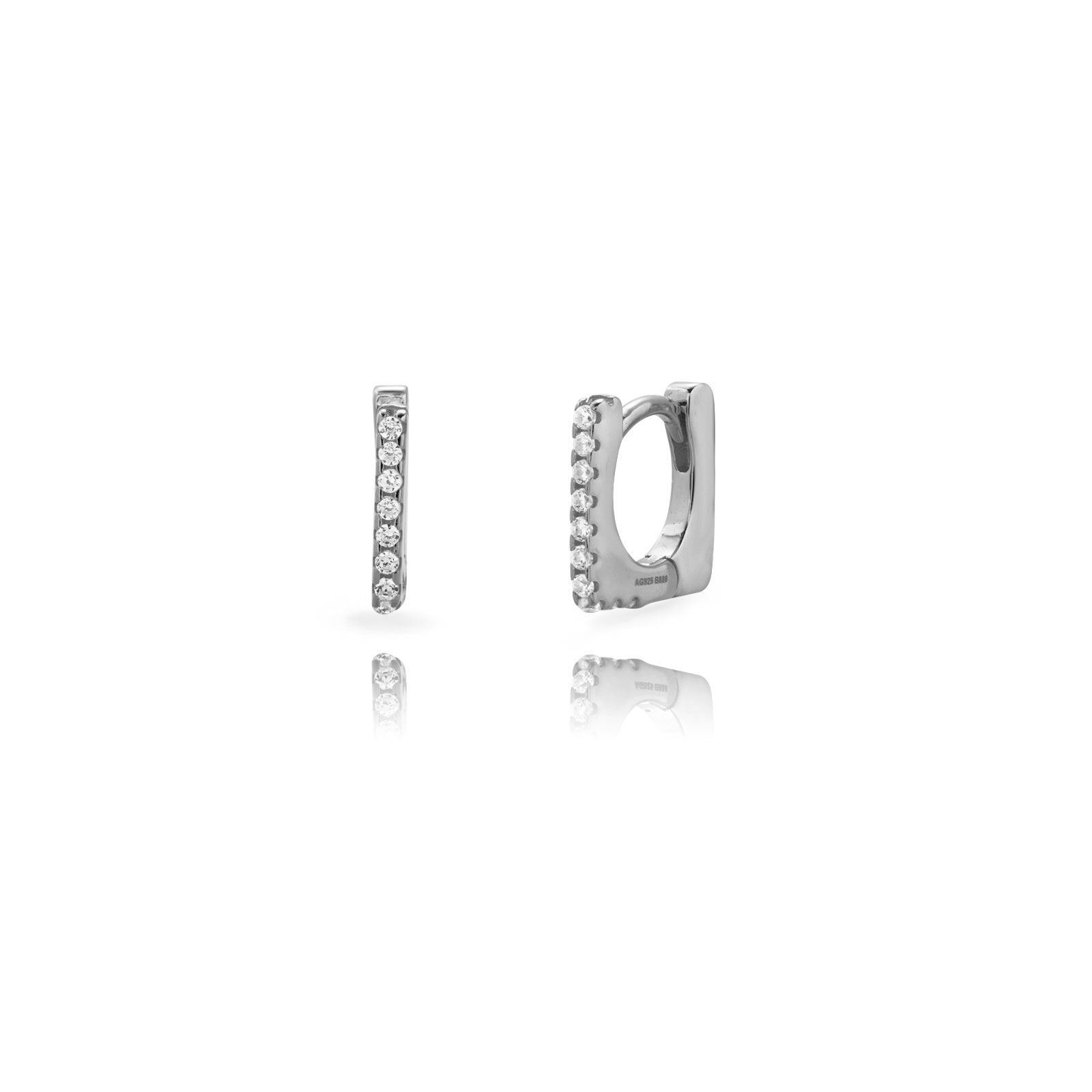 Pendientes Plata Aro Cuadrado Circonitas