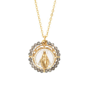 Collar Acero Dorado Milagrosa Blanca