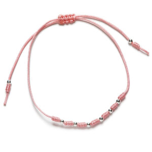 Pulsera Plata y Macramé Rosa 7 Nudos