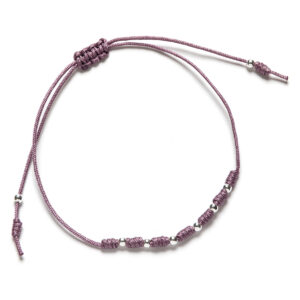 Pulsera Plata y Macramé Lila 7 Nudos