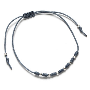 Pulsera Plata y Macramé Azul 7 Nudos