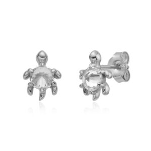 Pendientes Plata Tortuga Caparazón Circonita