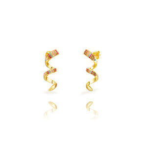 Pendientes Plata Swirl Dorado Multicolor