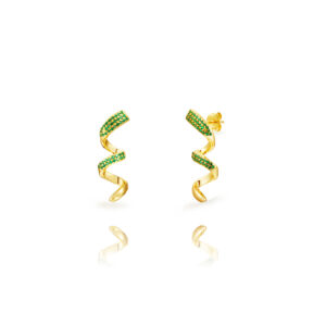 Pendientes Plata Swirl Dorado Verde