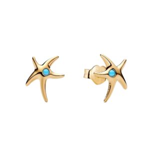 Pendientes de Botón Estrella de Mar Recubrimiento en oro de 14k 263820C01