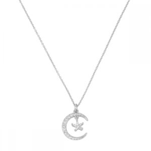 Collar Plata Luna Circonitas y Estrella