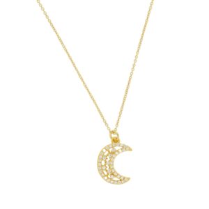 Collar Plata Dorada Luna Circonitas