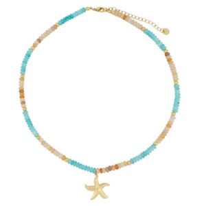 Collar Acero Ágatas y Estrella de Mar