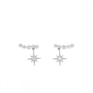 Pendientes Plata Trepadores Linea y Estrella Circonitas