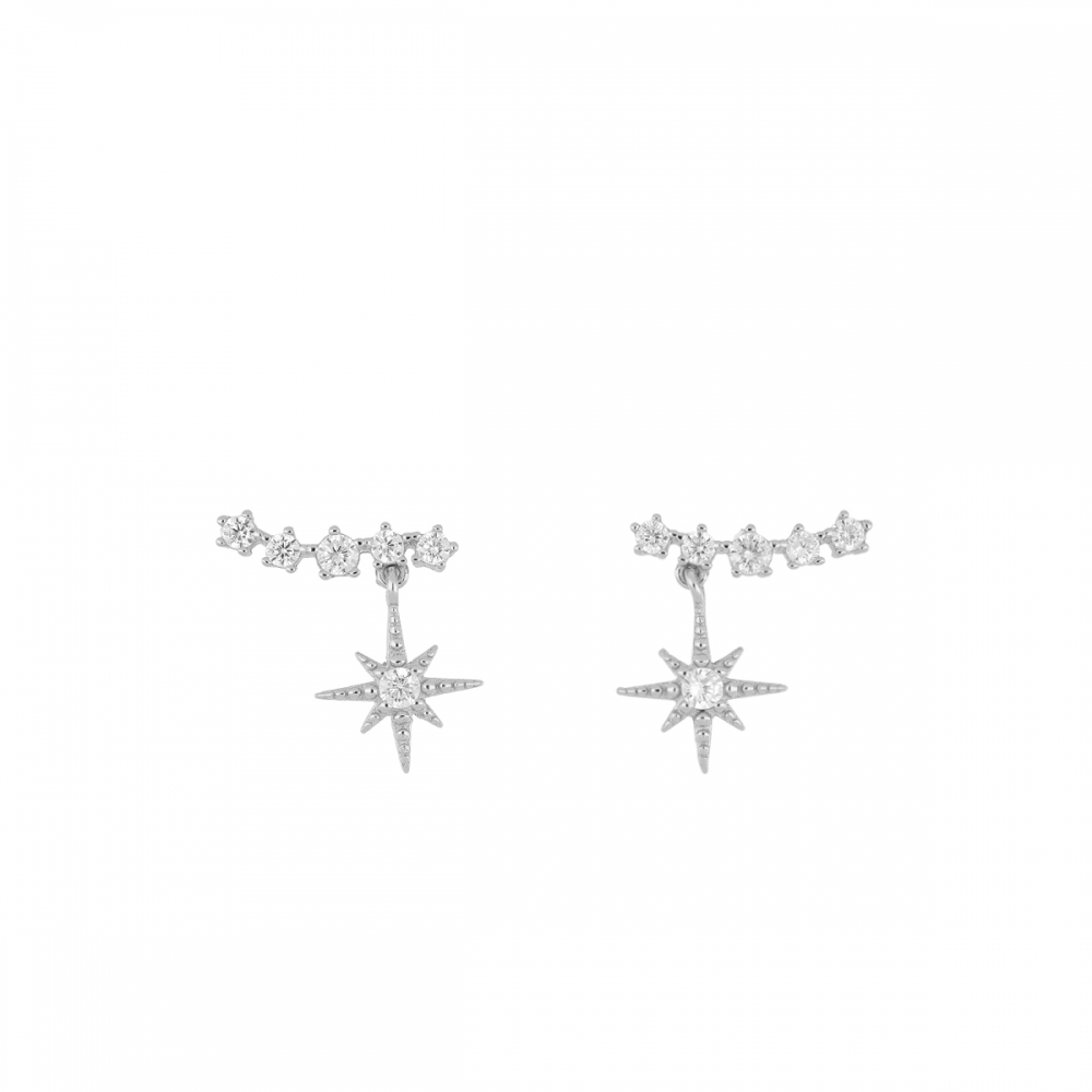 Pendientes Plata Trepadores Linea y Estrella Circonitas