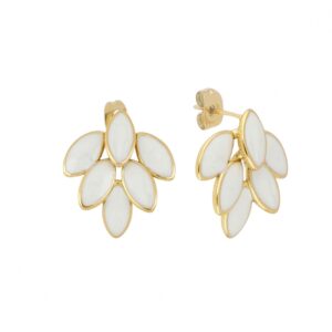 Pendientes Acero Dorado Pétalos Blancos