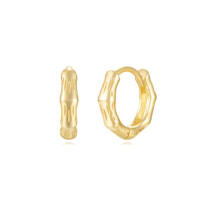 Pendientes Plata Dorada Aro Bambú