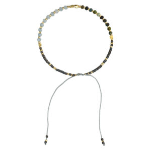 Pulsera Ajustable Bronce y Piedras Cleo Calcedonia