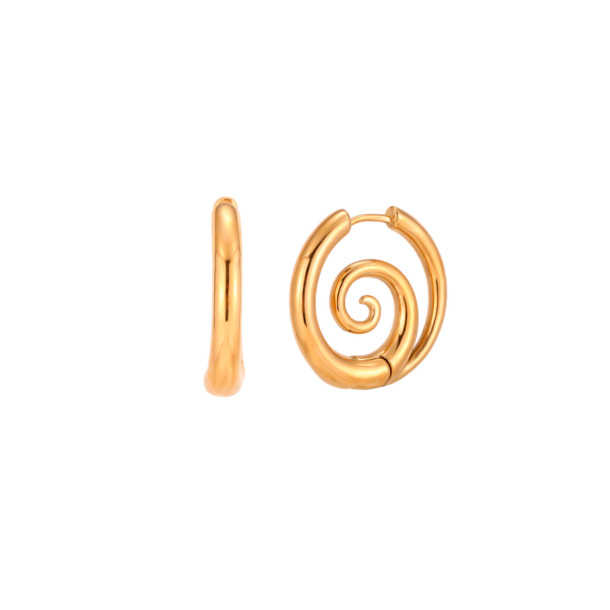 Pendientes Aro Acero Dorado Espiral