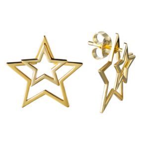 Pendientes Plata Doble Estrella Dorada