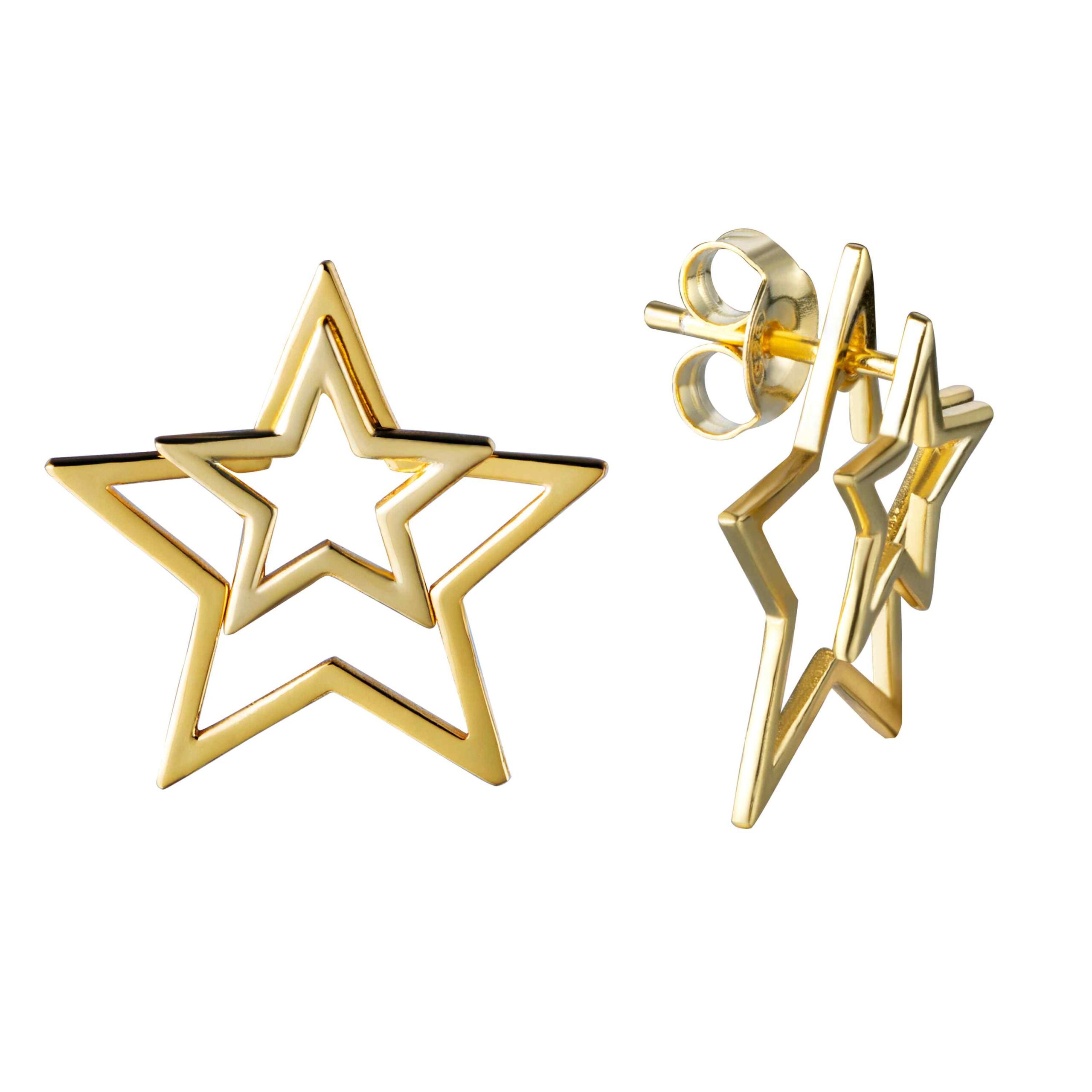 Pendientes Plata Doble Estrella Dorada