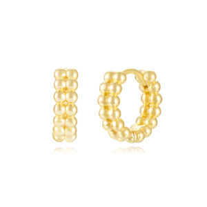 Pendientes Plata Aro Bolitas Doradas 13mm