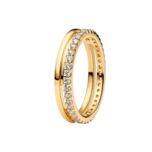 Anillo Doble Banda Recubrimiento Oro de 14K 163799C01