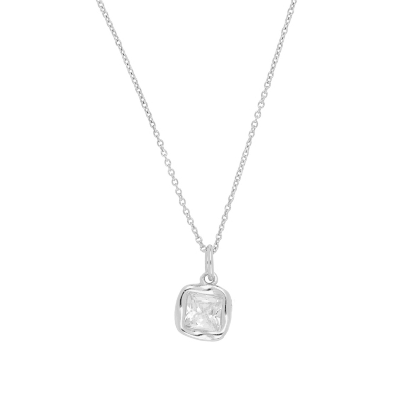 Collar en Plata de ley Cuadrado Circonita