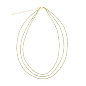 CollarTriple Cadena en Plata de ley y Amazonita