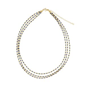 CollarTriple Cadena en Plata de ley y Lapislazuli