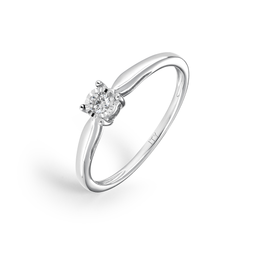 Anillo Oro Blanco con Disco y Diamante 0.10cts