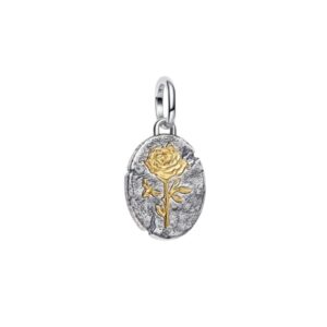 Charm Medallón y Rosa Plata de Ley y Recubrimiento en Oro de 14k  764087C01