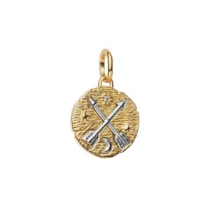Charm Medallón y Flechas Cruzadas Plata de Primera Ley y Recubrimiento en Oro de 14k  764081C01