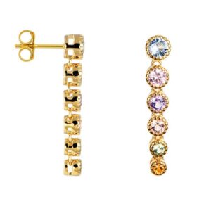 Pendientes Plata Dorada Chatones de Colores
