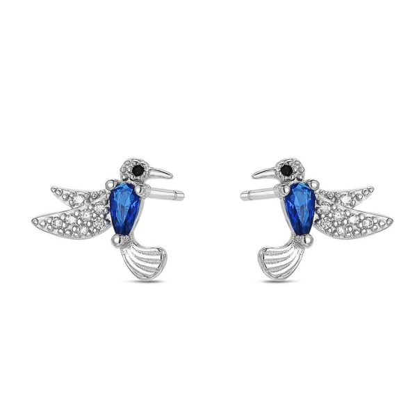 Pendientes Plata Colibrí Circonita