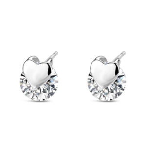 Pendientes Plata Circonita 5mm y Corazón
