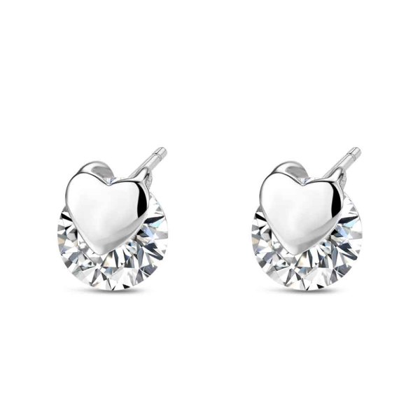Pendientes Plata Circonita 5mm y Corazón