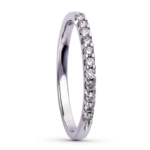 Anillo Media Alianza Oro Blanco 18k y Diamantes