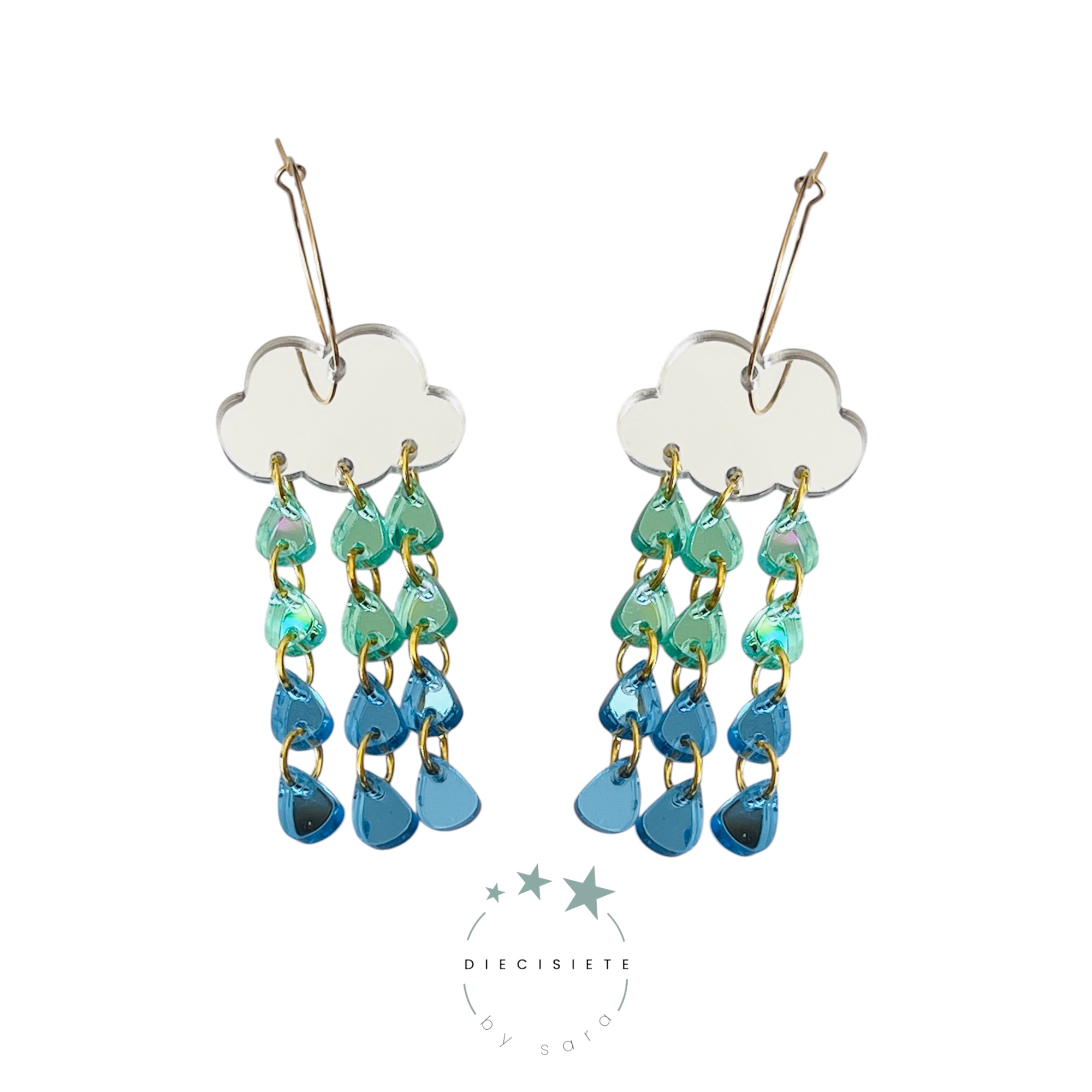 Pendientes Aro Nubes y Gotas